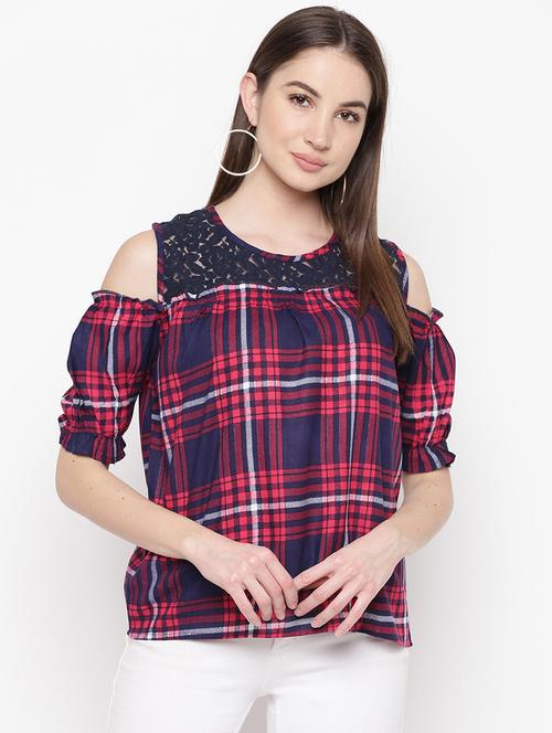 women's straight round neck top - 16822264 - Very Small Image - 1