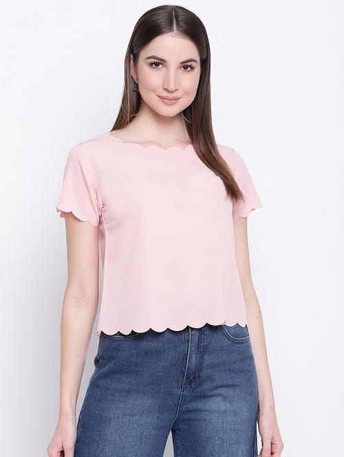 women's straight scalloped neck top - 16822274 - Very Small Image - 1