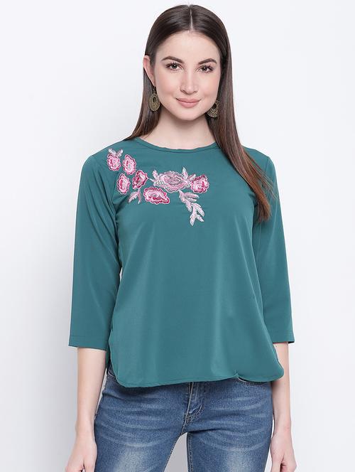 women's straight round neck top - 16822290 - Very Small Image - 1