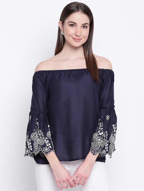 off shoulder laced hem top  - 16822322 - Very Small Image - 1