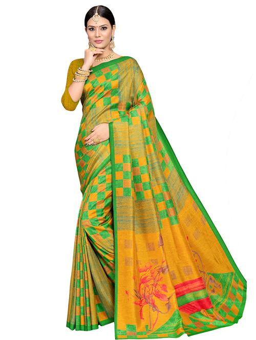 check printed saree with blouse - 16822588 - Very Small Image - 1