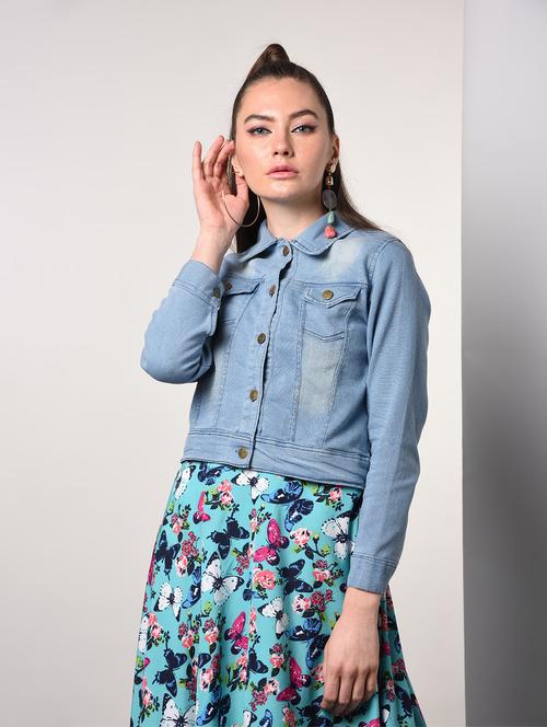 shirt collar denim jacket - 16824865 - Very Small Image - 1