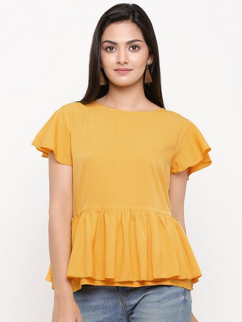 round neck gathered hem top  - 16826385 - Very Small Image - 1
