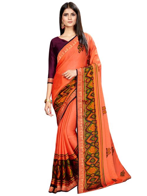 ikat printed saree with blouse - 16826525 - Very Small Image - 1
