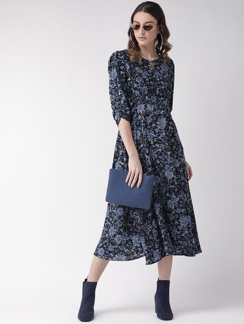 ruched detail floral flared dress - 16826780 - Very Small Image - 1