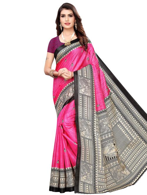 printed bordered bhagalpuri saree with blouse - 16826932 - Very Small Image - 1