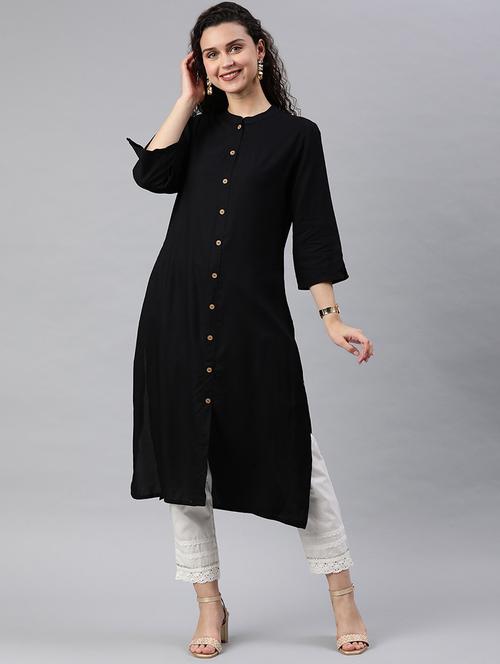 solid straight kurta - 16827155 - Very Small Image - 1