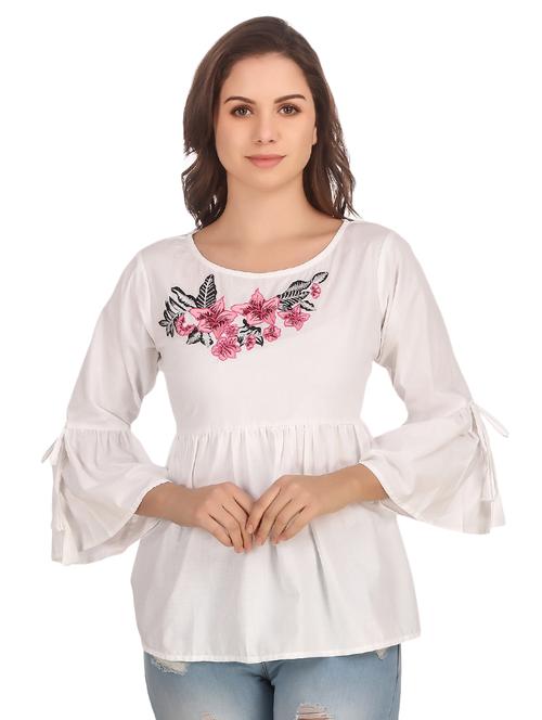 women's straight round neck top - 16827240 - Very Small Image - 1