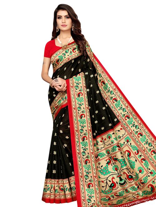 conversational bordered saree  with blouse - 16827319 - Very Small Image - 1