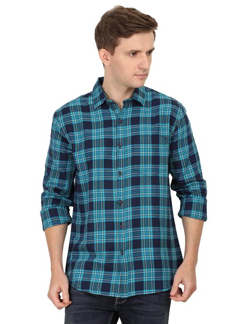 blue checkered casual shirt - 16828197 - Very Small Image - 1