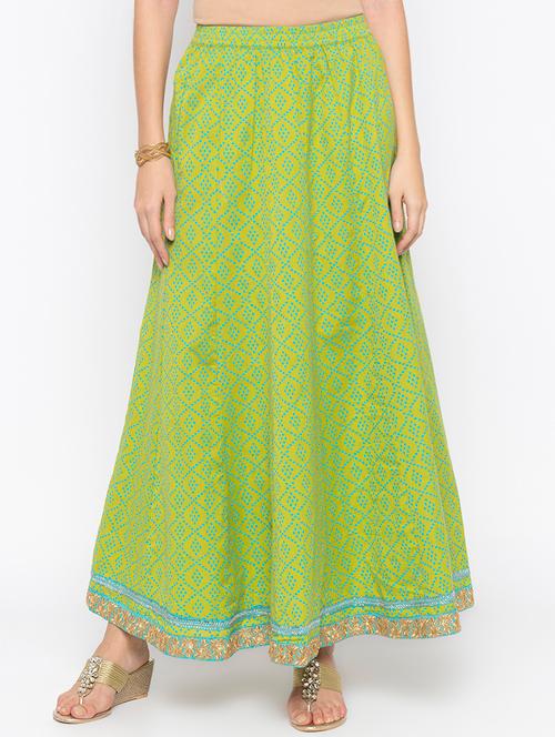 green cotton flared skirt - 16828732 - Very Small Image - 1