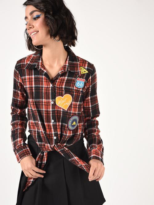quirky patch tie front shirt  - 16829169 - Very Small Image - 1