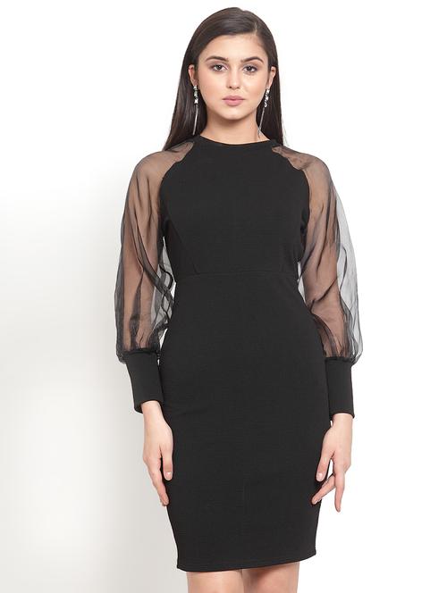 sheer sleeves bodycon dress  - 16830198 - Very Small Image - 1