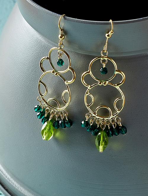 green metal drop earring - 16831815 - Very Small Image - 1