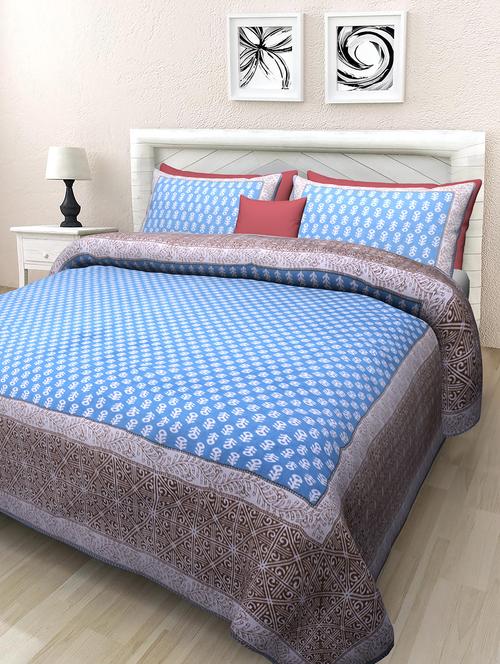  cotton double bed sheet with 2 pillow covers - 16832620 - Very Small Image - 1