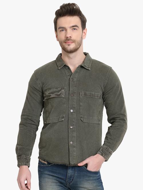 green solid denim jacket - 16834112 - Very Small Image - 1