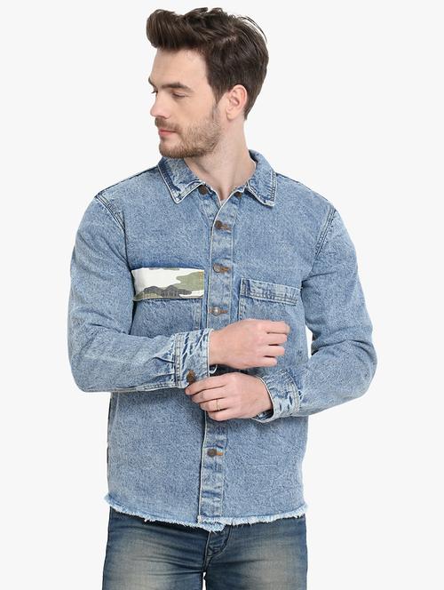 blue camouflage print denim jacket - 16834115 - Very Small Image - 1