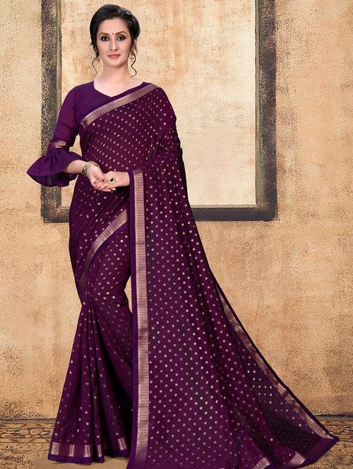 self design saree with blouse - 16834237 - Very Small Image - 1