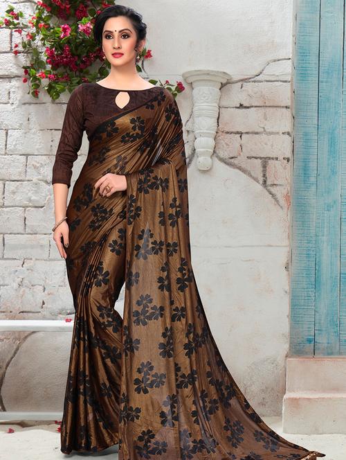 floral printed saree with blouse - 16834261 - Very Small Image - 1
