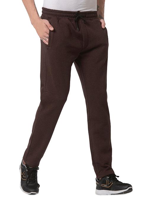brown solid full length track pant - 16834600 - Very Small Image - 1