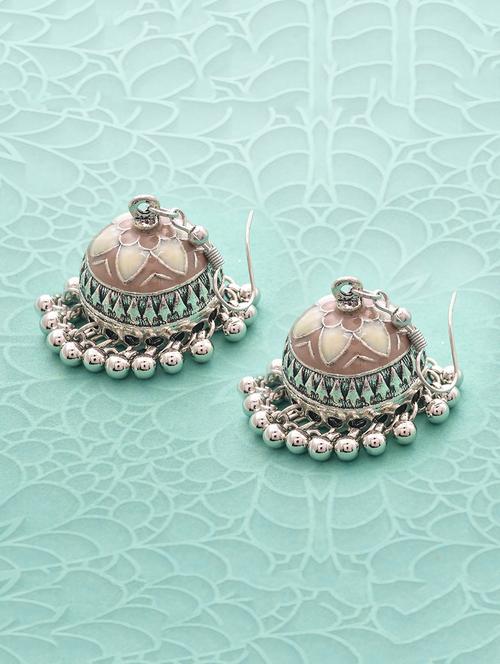 brown metal jhumka earring - 16834817 - Very Small Image - 1