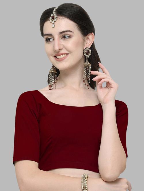 burgundy solid blouse - 16835025 - Very Small Image - 1