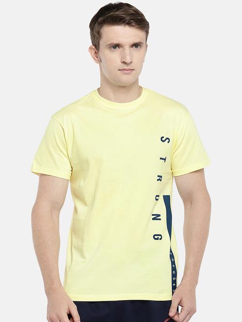 yellow typographic front printed t-shirt - 16835750 - Very Small Image - 1