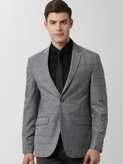 grey wool & polyester blend checkered casual blazer - 16835965 - Very Small Image - 1