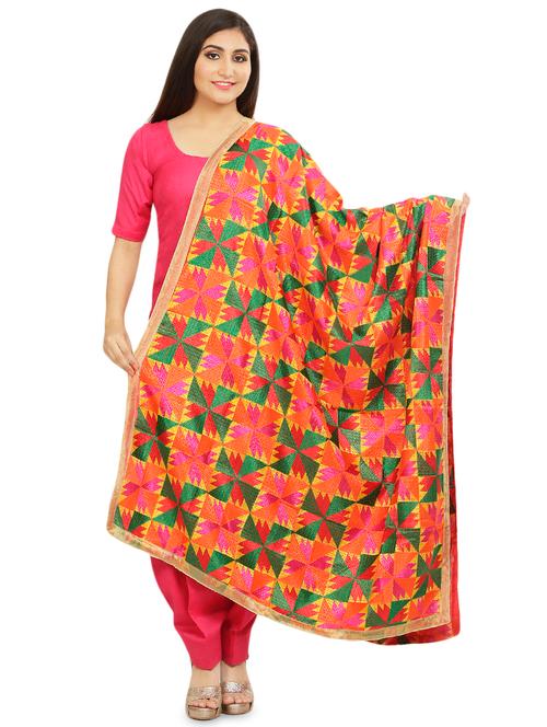 embroidered phulkari dupatta - 16837529 - Very Small Image - 1