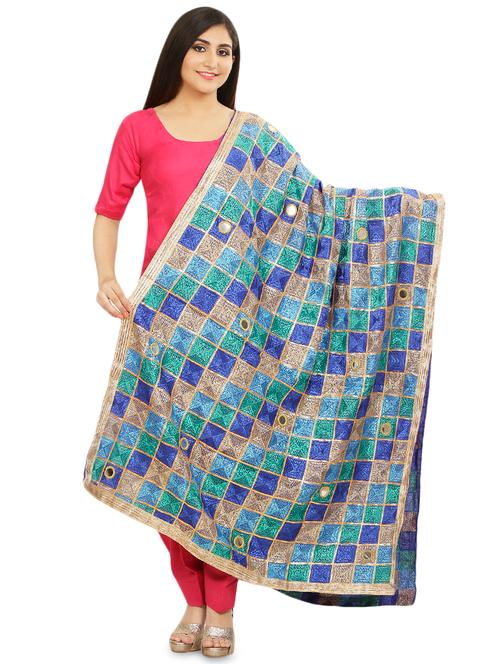 multi colored chiffon phulkari dupatta - 16837530 - Very Small Image - 1