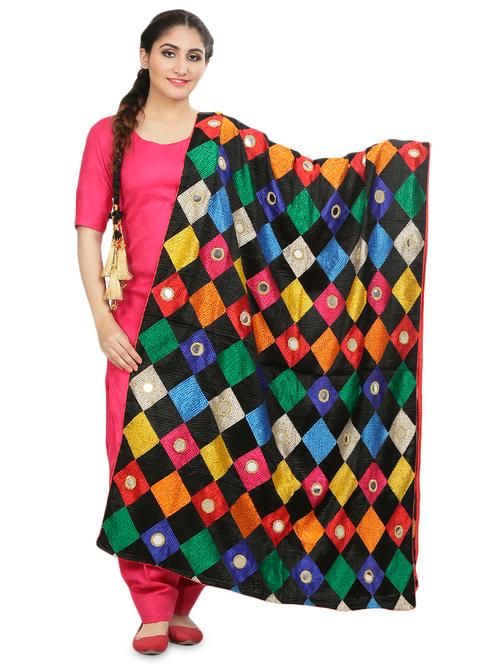 geometrical phulkari dupatta - 16837541 - Very Small Image - 1