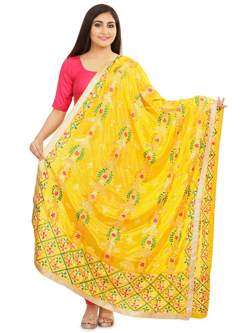 self design phulkari dupatta - 16837563 - Very Small Image - 1