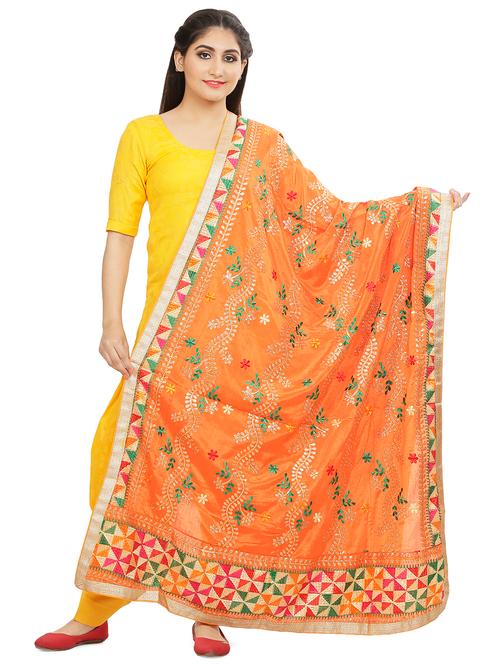 bordered phulkari dupatta - 16837576 - Very Small Image - 1