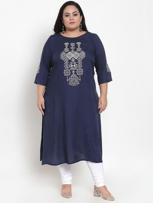 printed round neck straight kurta - 16838099 - Very Small Image - 1