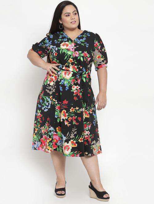 v-neck floral plus dress  - 16838224 - Very Small Image - 1