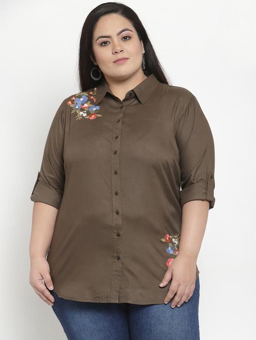 embroidered detail plus shirt - 16838357 - Very Small Image - 1