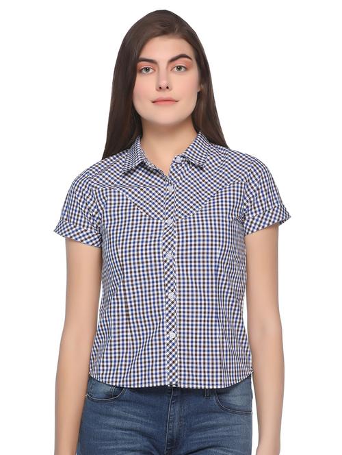 curved hem checkered shirt  - 16839919 - Very Small Image - 1