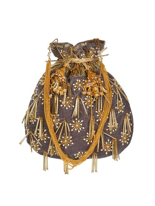 grey velvet ethnic potli - 16843034 - Very Small Image - 1