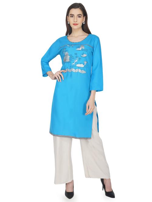 embroidered straight kurta - 16843307 - Very Small Image - 1