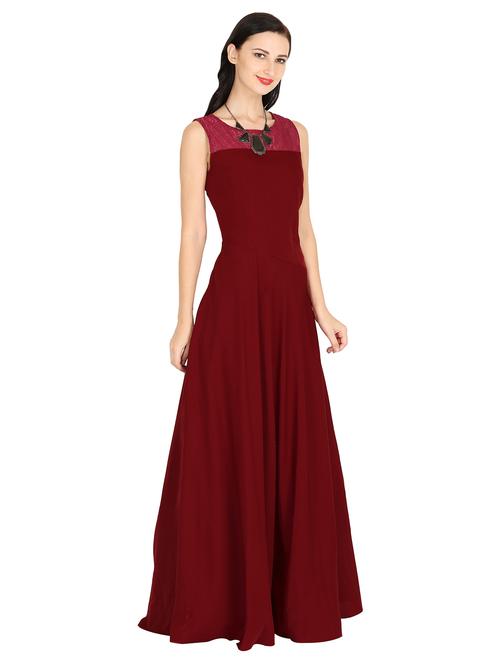 lace panel flared gown dress - 16843398 - Very Small Image - 1