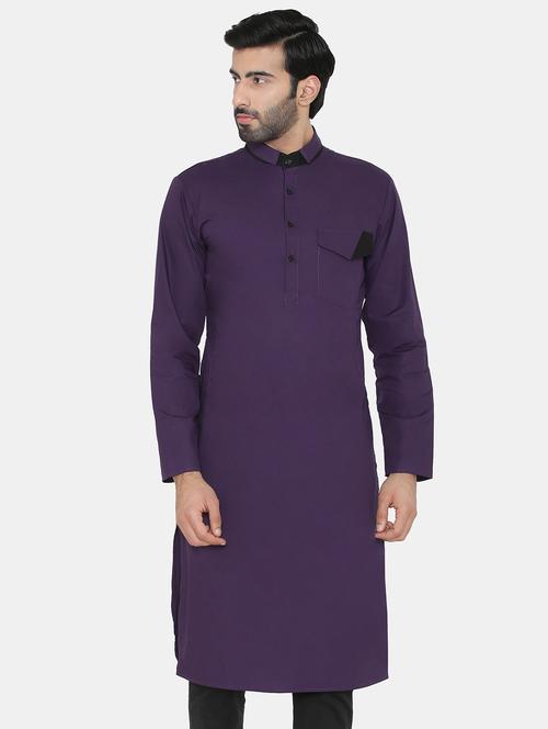 purple solid long kurta - 16843582 - Very Small Image - 1