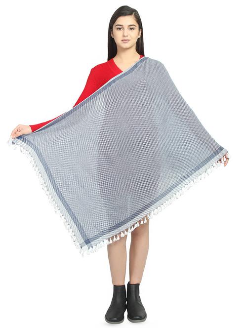 navy blue cotton stole - 16843777 - Very Small Image - 1