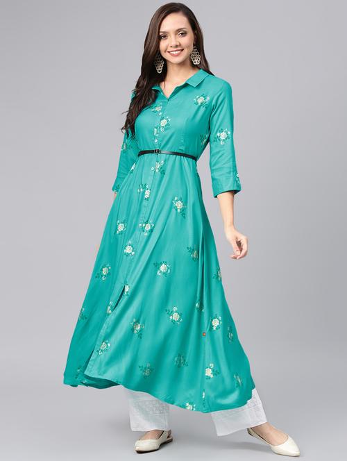 floral a-line kurta - 16846350 - Very Small Image - 1