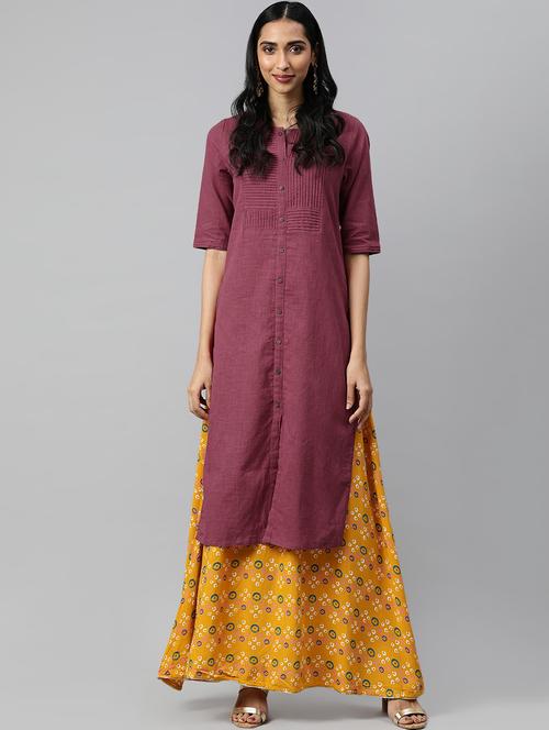 pintucks solid straight kurta - 16846594 - Very Small Image - 1