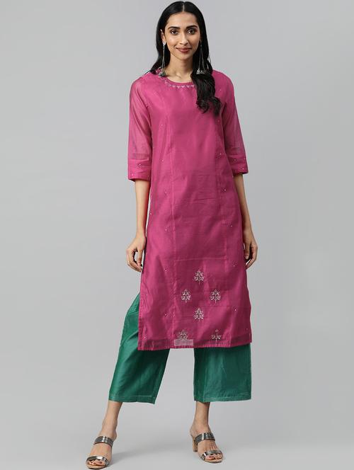 embroidered straight kurta - 16846604 - Very Small Image - 1