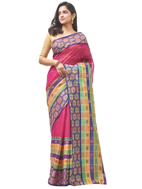bordered tant saree - 16847744 - Very Small Image - 1