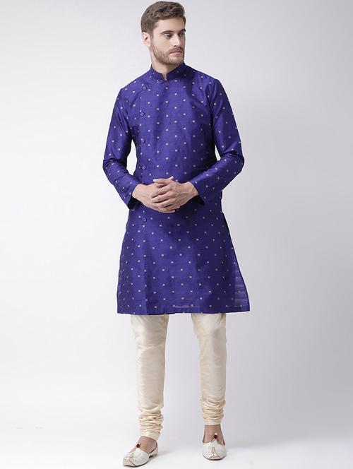 blue brocade kurta pyjama set - 16847933 - Very Small Image - 1