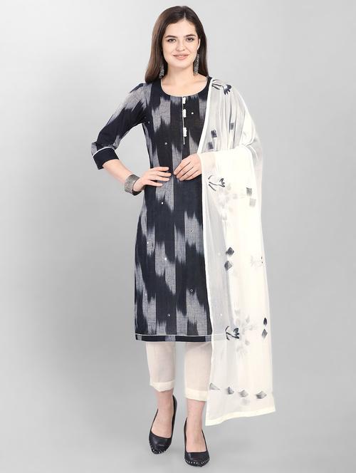 ikat straight unstitched suit - 16848630 - Very Small Image - 1