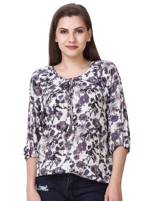 tie up neck floral bouson top  - 16849145 - Very Small Image - 1