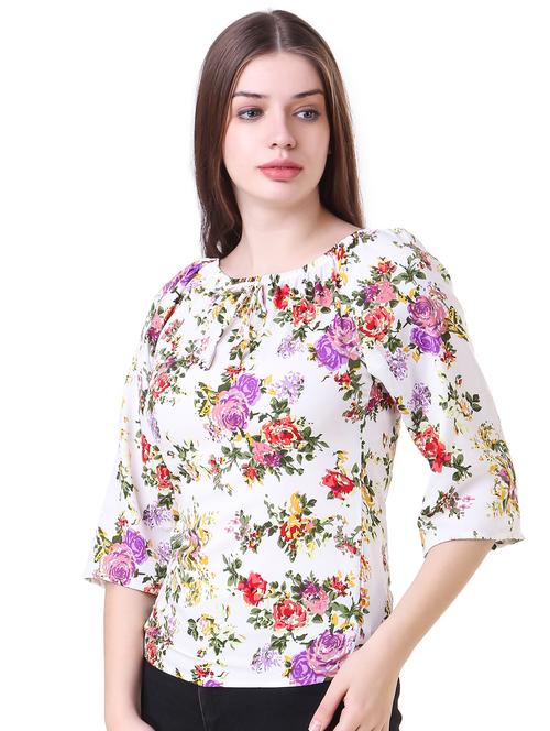 tie up neck floral top  - 16849158 - Very Small Image - 1